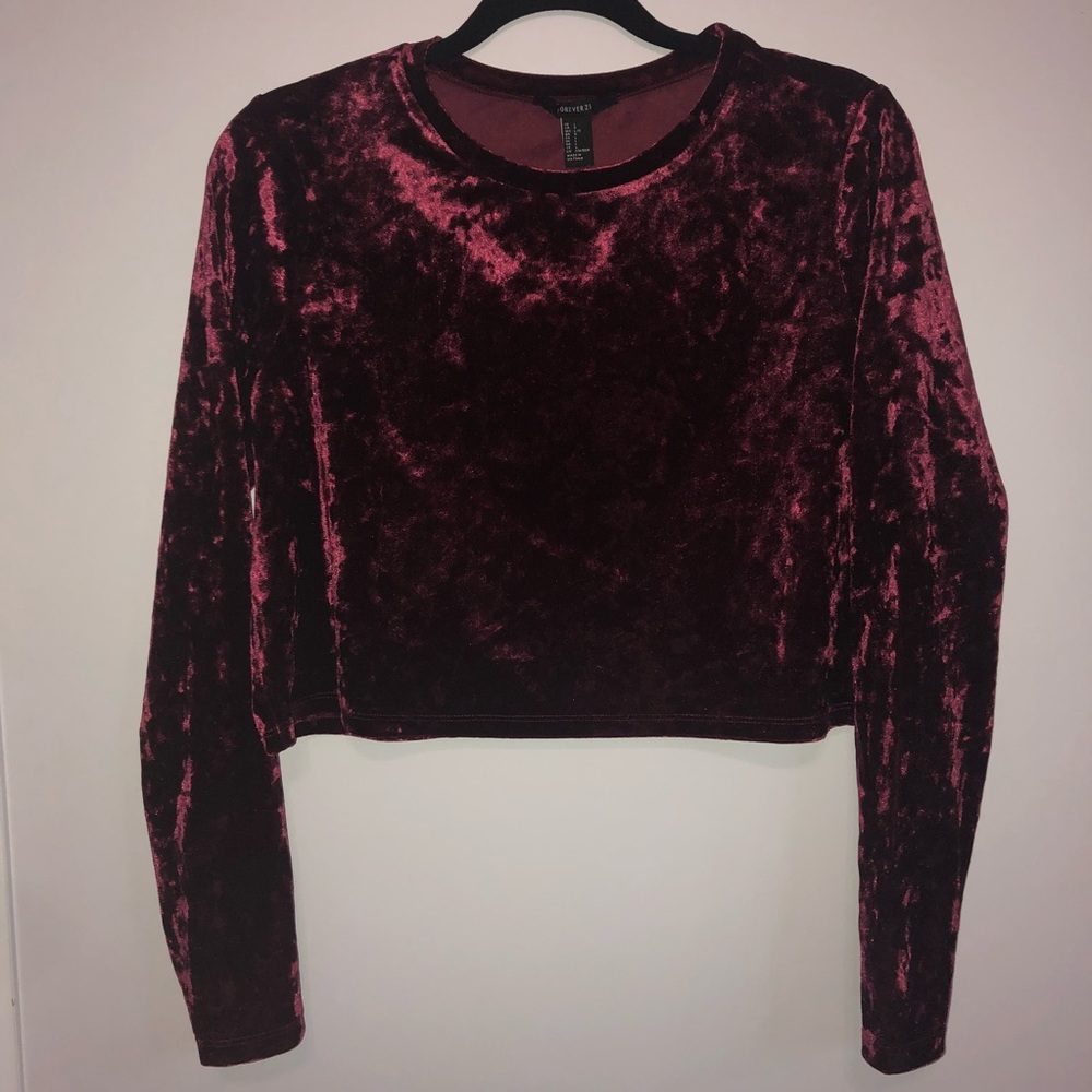 Forever 21 Crushed Velvet Crop Top - Picture 3 of 5